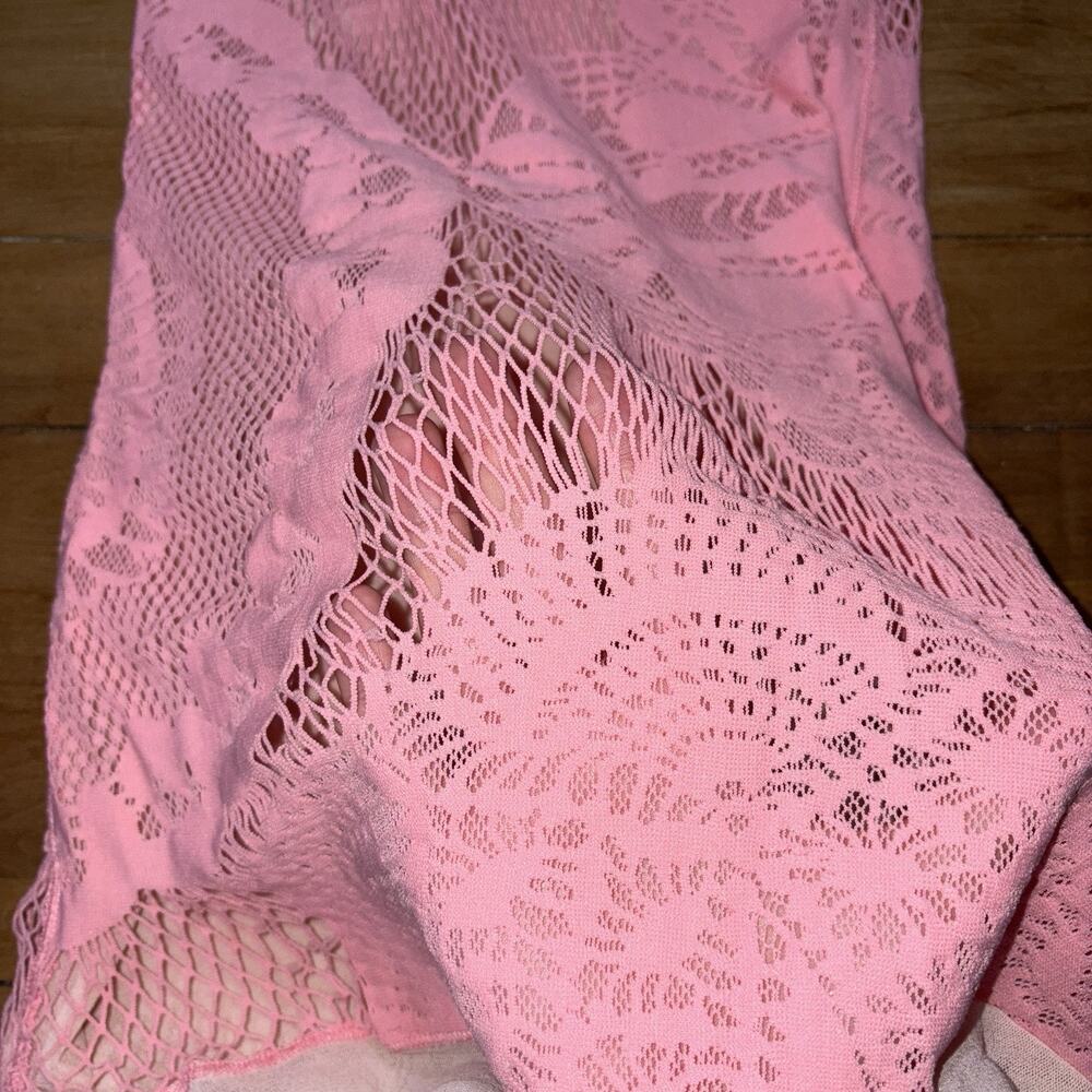 Jean Paul Gaultier Pink Soleil See-Through Cutout Mini Dress XS Body-con Crochet - Picture 11 of 16
